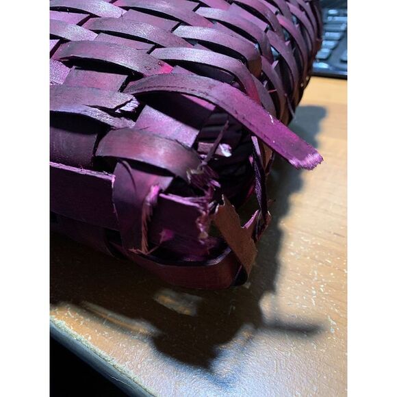 Dark Red Woven Wood Window Basket Set of 2 - Picture 4 of 4